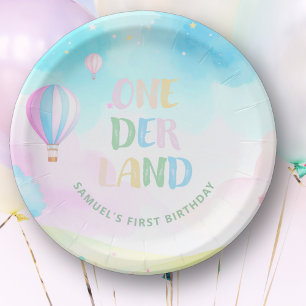 Sweet pastel onederland watercolor 1st Birthday Paper Plate
