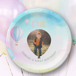Sweet pastel onederland watercolor 1st Birthday Paper Plate