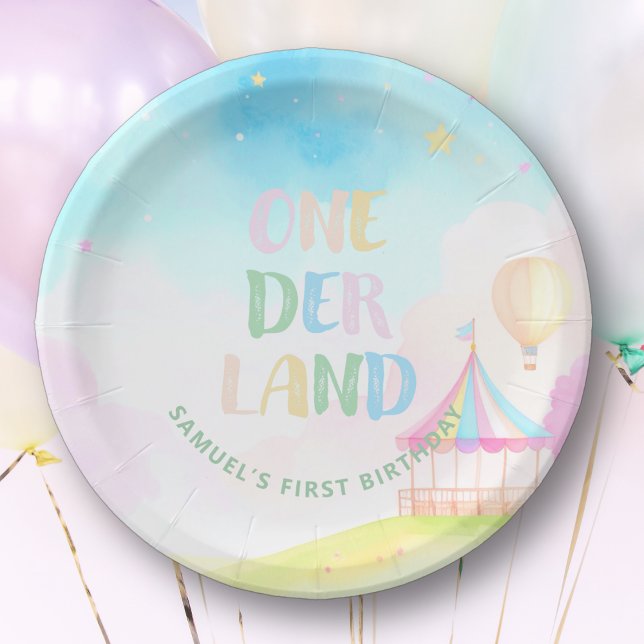 Sweet pastel onederland watercolor 1st Birthday Paper Plate (Creator Uploaded)
