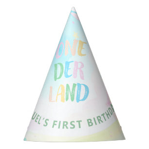 Sweet pastel onederland watercolor 1st Birthday Party Hat