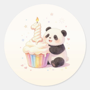 Sweet Pastel Panda Baby 1st Birthday Classic Round Sticker