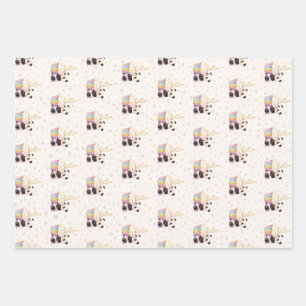 Sweet Pastel Panda Baby 1st Birthday Wrapping Paper Sheet