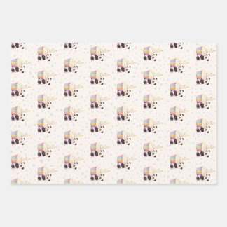Sweet Pastel Panda Baby 1st Birthday Wrapping Paper Sheet
