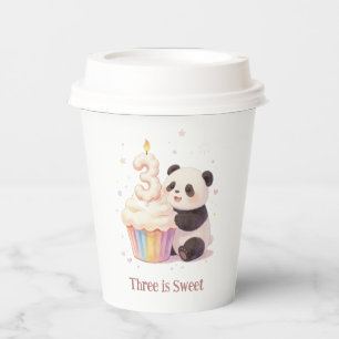 Sweet Pastel Panda Baby 3rd Birthday Paper Cups