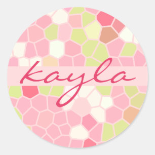 Sweet Pastel Pink Green Abstract Pretty Mosaic Classic Round Sticker