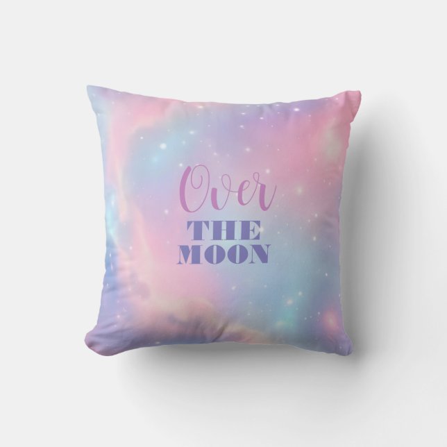 Sweet Pastel Starry Night Sky Cosmic Clouds Cushion (Front)