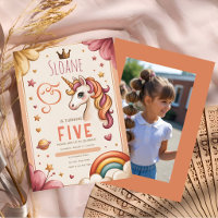 Sweet Pastel Unicorn Rainbow 5th Birthday