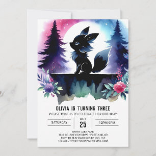 Sweet Pastel Wolf Birthday  Invitation