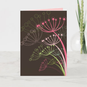 Sweet Pastels Pink Dandelions Modern Stylised Chic Card