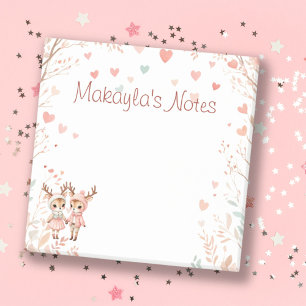 Sweet Pastels Reindeer Lovebirds Personal Name Post-it Notes