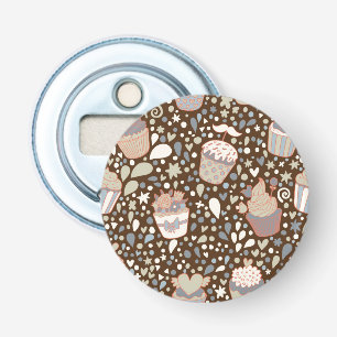 Sweet pattern made of tasty cupcakes bottle opener