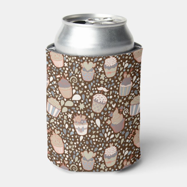 Sweet  pattern made of tasty cupcakes can cooler (Can Front)