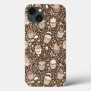 Sweet  pattern made of tasty cupcakes iPhone 13 case