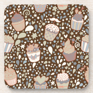 Sweet  pattern made of tasty cupcakes coaster