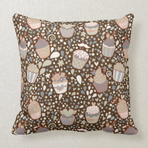 Sweet  pattern made of tasty cupcakes cushion