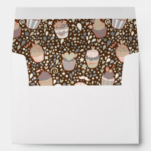 Sweet pattern made of tasty cupcakes envelopes