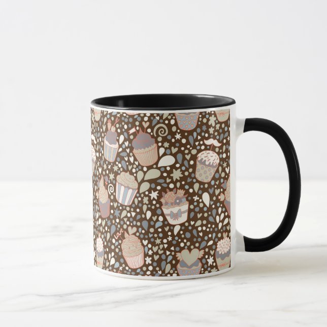 Sweet  pattern made of tasty cupcakes mug (Right)