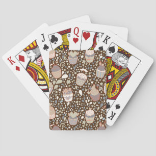 Sweet  pattern made of tasty cupcakes playing cards