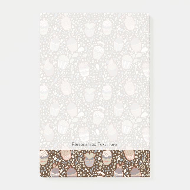 Sweet  pattern made of tasty cupcakes post-it notes (Front)