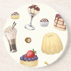Sweet pattern with various desserts. coaster