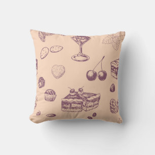 Sweet pattern with various desserts. cushion