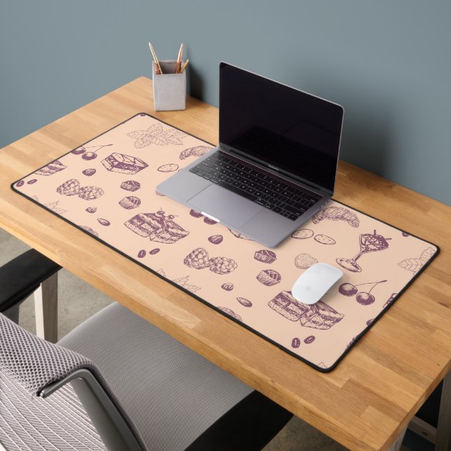 Sweet pattern with various desserts. desk mat (Office 2)