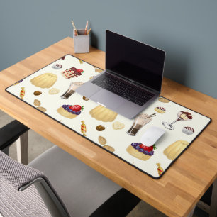 Sweet pattern with various desserts. desk mat
