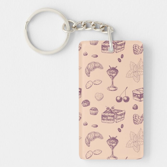 Sweet pattern with various desserts. key ring (Front)