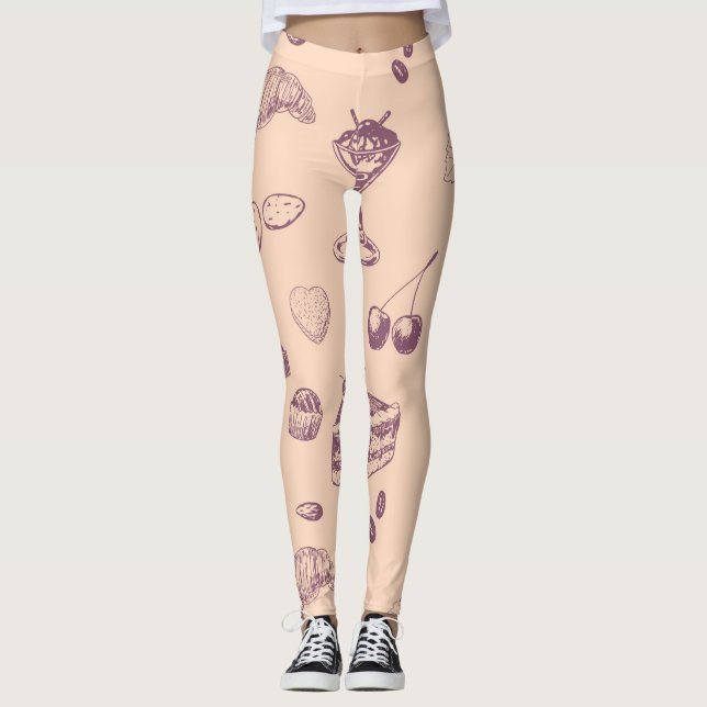 Sweet pattern with various desserts. leggings (Front)