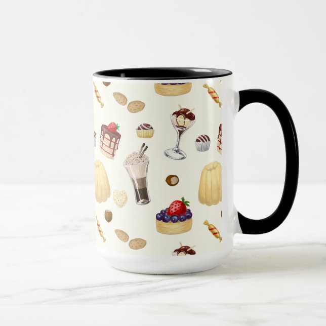 Sweet pattern with various desserts. mug (Right)