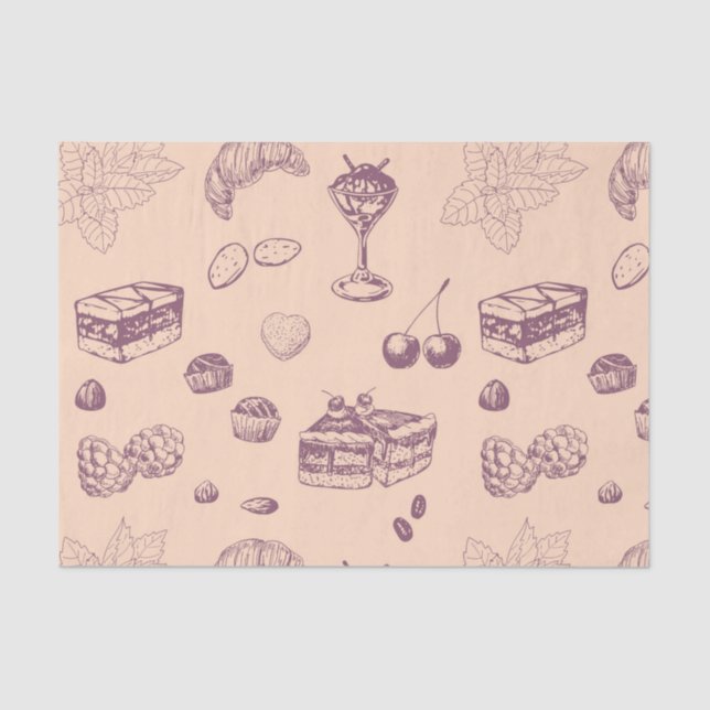 Sweet pattern with various desserts. tissue paper (Front)