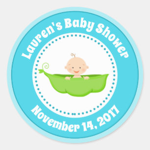 Sweet Pea Baby Shower Favour Tag Sticker Blue Boy
