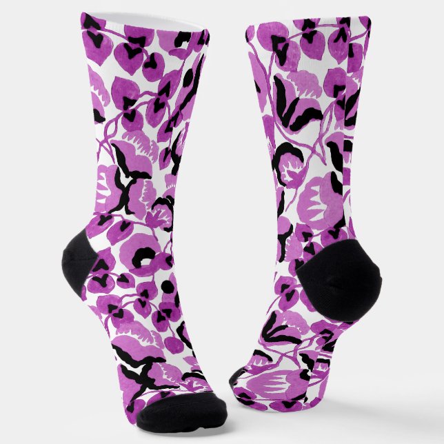 Sweet Pea (Berry) Fine Art Socks (Angled)