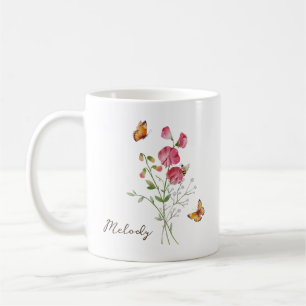 Sweet Pea Birth Month Flower Coffee Mug