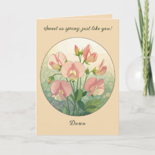 Sweet Pea Birth Month Flower Elegance Card