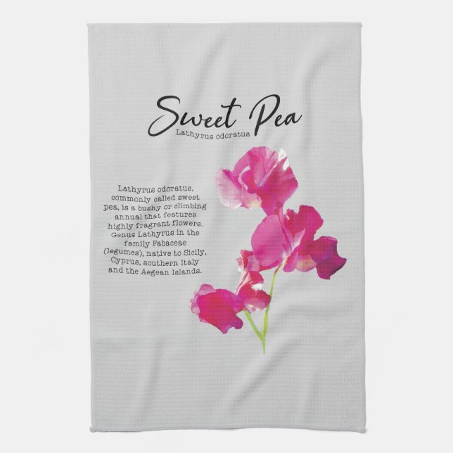 Sweet Pea Botanical Print Tea Towel (Vertical)