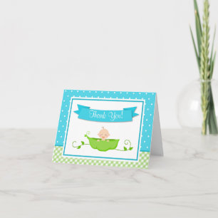 Sweet Pea Boy Thank You Card Folded Note Card