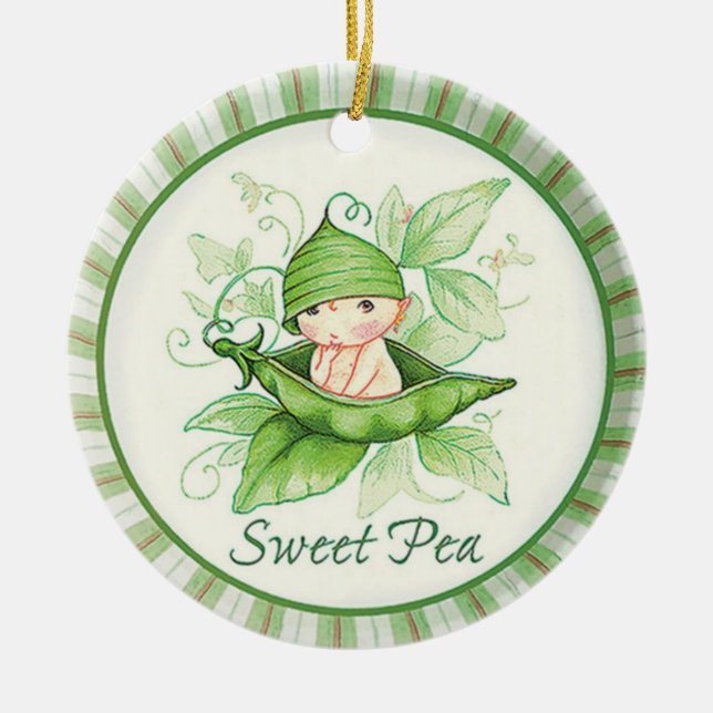 Sweet Pea Ceramic Tree Decoration (Front)