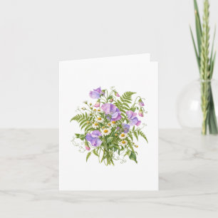 Sweet Pea Chamomile Spring Botanical Blank Inside Card