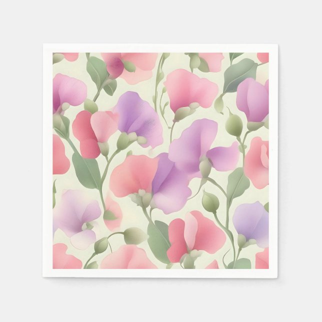 Sweet Pea Charming Retro Pastel Napkin (Front)