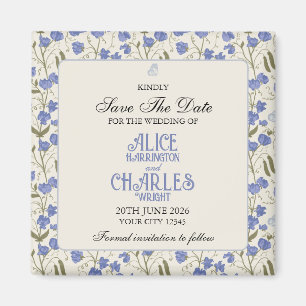 Sweet Pea Floral Blue and Cream Magnet