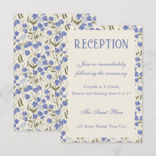 Sweet Pea Floral Cream and Blue Wedding Reception Enclosure Card