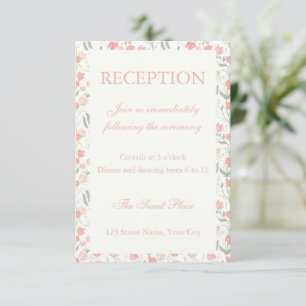 Sweet Pea Floral Cream and Pink Wedding Reception Enclosure Card