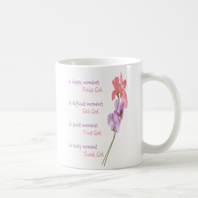 Sweet Pea Floral Inspirational Seek God Coffee Mug (Right)