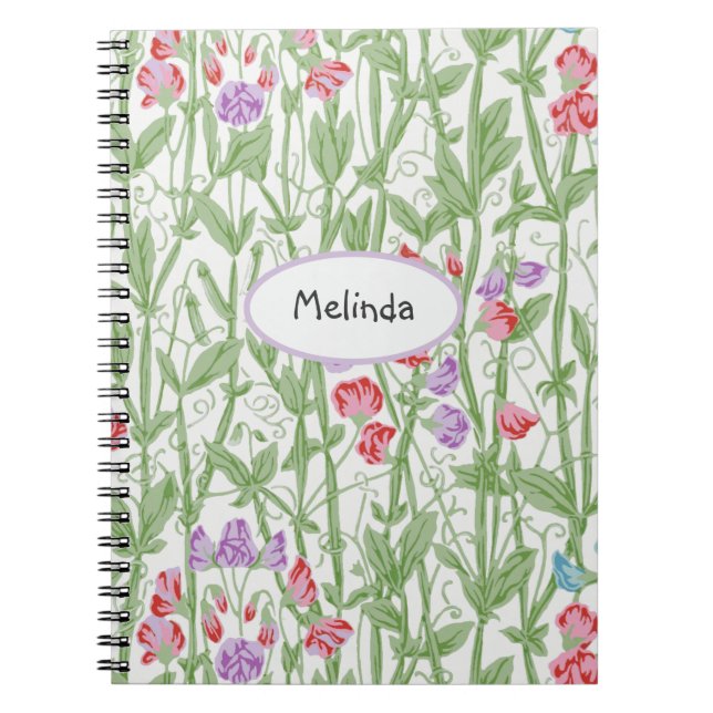 Sweet Pea Floral Pattern William Morris  Monogram Notebook (Front)