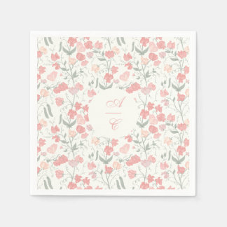 Sweet Pea Floral Pink and Cream Napkin