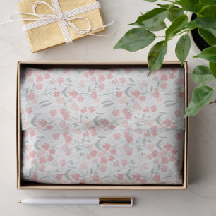 Sweet Pea Floral repeated pattern Pink and Cream Tissue Paper