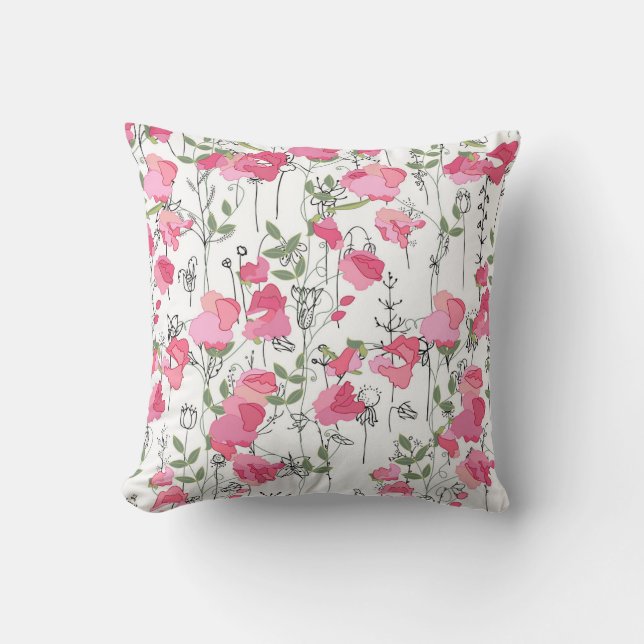 Sweet Pea: Floral Summer Texture. Cushion (Front)
