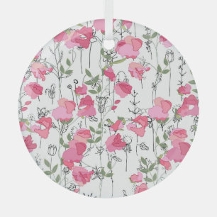 Sweet Pea: Floral Summer Texture. Glass Tree Decoration