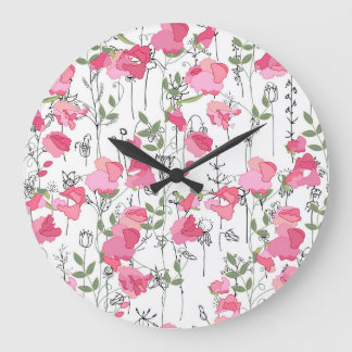 Sweet Pea: Floral Summer Texture. Large Clock